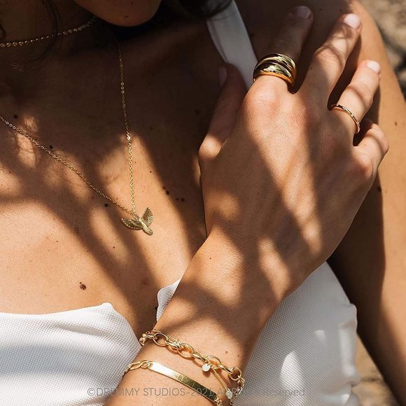 Dainty Gold Ankh Cross Necklace 18K Gold Filled Simple Pray for Peace Ankh Cross - Picture 4 of 5